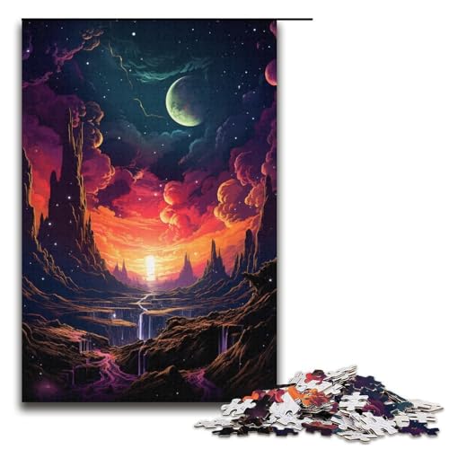 1000-teiliges Puzzle für Erwachsene farbenfrohes psychedelisches Weltuntergangspuzzle für Kinder Holzpuzzle Lernspiel für Erwachsene 1000 Teile (38 x 26 cm) von mowenbingpeng