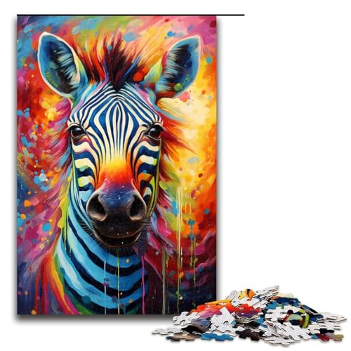 1000-teiliges Puzzle für Erwachsene farbenfrohes psychedelisches Zebra-Tierpuzzle – anspruchsvolles Spiel EIN Kunstwerk geeignet für Jugendliche ab 14 Jahren 1000 Teile (75 x 50 cm) von mowenbingpeng