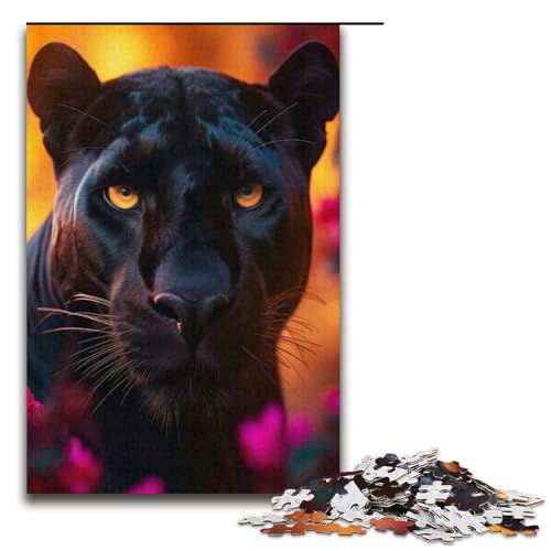 1000-teiliges Puzzle für Erwachsene farbenfrohes schwarzes Panther-Puzzle für Lernspiele Herausforderung Spielzeug Kunstwerk Geschenk 1000 Teile (38 x 26 cm) von mowenbingpeng