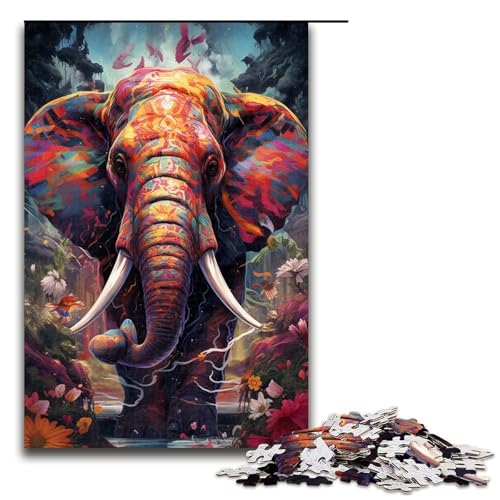 1000-teiliges Puzzle für Erwachsene farbige Elefanten-Puzzles Geburtstagsgeschenke für Teenager ab 14 Jahren 1000 Teile (75 x 50 cm) von mowenbingpeng