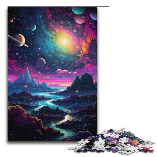 1000-teiliges Puzzle für Erwachsene farbige Planetenlandschaft Puzzle für Kinder Holzpuzzle Lernspiel für Erwachsene 1000 Teile (38 x 26 cm) von mowenbingpeng