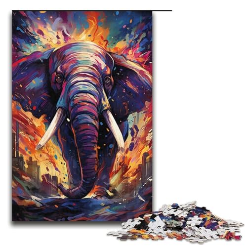 1000-teiliges Puzzle für Erwachsene farbiges Elefanten-Puzzle praktisches Spiel 1000 Teile (38 x 26 cm) von mowenbingpeng