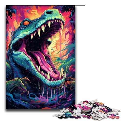 1000-teiliges Puzzle für Erwachsene farbiges Krokodil Holzpuzzle für Erwachsene Lernspiel Herausforderungsspielzeug 1000 Teile (75 x 50 cm) von mowenbingpeng