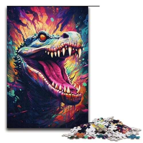 1000-teiliges Puzzle für Erwachsene farbiges Krokodil-Puzzle für Kinder Holzpuzzle Lernspiel für Erwachsene 1000 Teile (38 x 26 cm) von mowenbingpeng