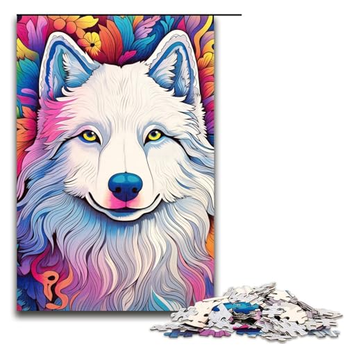 1000-teiliges Puzzle für Erwachsene farbiges Samojeden-Spiel ganze Familie 1000 Teile (75 x 50 cm) von mowenbingpeng
