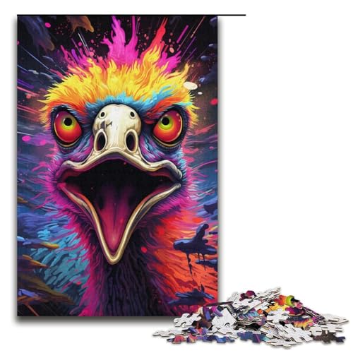 1000-teiliges Puzzle für Erwachsene farbiges Straußenpuzzle praktisches Spiel 1000 Teile (38 x 26 cm) von mowenbingpeng