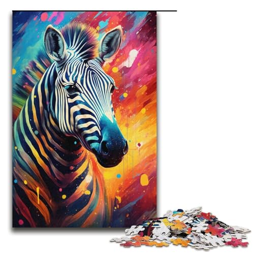 1000-teiliges Puzzle für Erwachsene farbiges Zebra Holzpuzzle für Erwachsene und Kinder Stressabbau-Tool 1000 PCS (38 x 26 cm) von mowenbingpeng