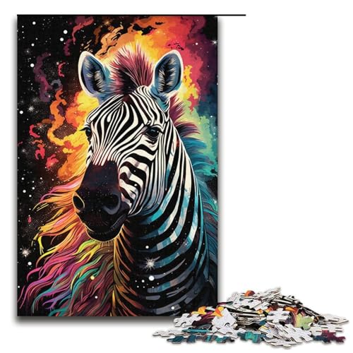 1000-teiliges Puzzle für Erwachsene farbiges Zebra-Puzzle praktisches Spiel 1000 Teile (38 x 26 cm) von mowenbingpeng