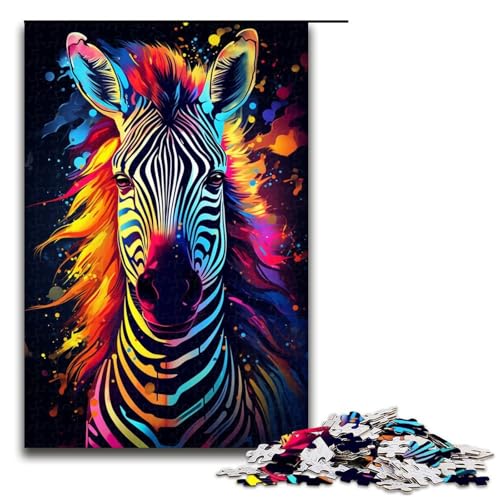 1000-teiliges Puzzle für Erwachsene farbiges Zebra-Spiel ganze Familie 1000 Teile (75 x 50 cm) von mowenbingpeng