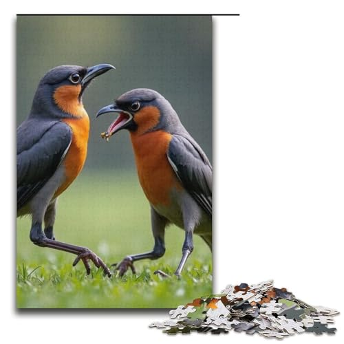 1000-teiliges Puzzle für Erwachsene kämpfende Vögel Holzpuzzle Lernspiel für Erwachsene Herausforderungsspielzeug 1000 Teile (38 x 26 cm) von mowenbingpeng