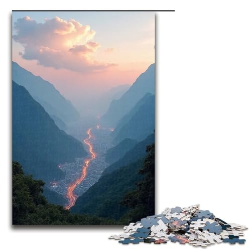 1000-teiliges Puzzle für Erwachsene kleine Kreisstadt-Puzzles Geburtstagsgeschenke für Teenager ab 14 Jahren 1000 Teile (75 x 50 cm) von mowenbingpeng