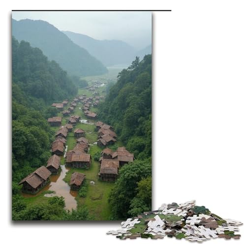 1000-teiliges Puzzle für Erwachsene kleines Dorf Puzzle für Erwachsene Holzpuzzle anspruchsvolles Spiel 1000 Teile (75 x 50 cm) von mowenbingpeng