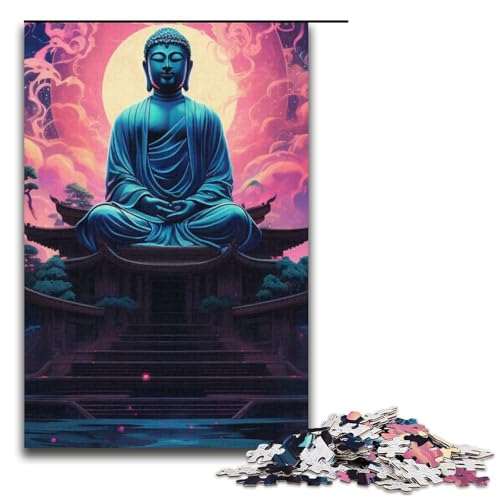 1000-teiliges Puzzle für Erwachsene psychedelisch der große Buddha Papierpuzzle Lernspiel für Erwachsene Herausforderungsspielzeug 1000 Teile (38 x 26 cm) von mowenbingpeng