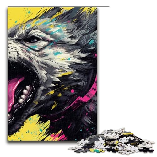 1000-teiliges Puzzle für Erwachsene psychedelisch die Hyäne Puzzle für Lernspiele Herausforderung Spielzeug Kunstwerk Geschenk 1000 Teile (75 x 50 cm) von mowenbingpeng