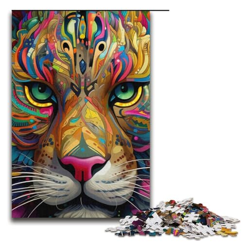 1000-teiliges Puzzle für Erwachsene psychedelisches Löwen-Puzzle Geburtstagsgeschenk für Teenager ab 14 Jahren 1000 Teile (38 x 26 cm) von mowenbingpeng