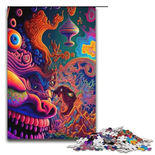 1000-teiliges Puzzle für Erwachsene psychedelisches Puzzlespiel perfekte Dekoration für Teenager ab 14 Jahren 1000 Teile (38 x 26 cm) von mowenbingpeng
