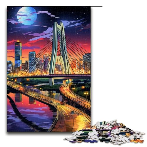 1000-teiliges Puzzle für Erwachsene psychedelisches Stadtbild-Puzzle Geburtstagsgeschenk für Teenager ab 14 Jahren 1000 Teile (75 x 50 cm) von mowenbingpeng