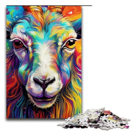 1000-teiliges Puzzle für Erwachsene psychedelisches Ziegen-Puzzle für Lernspiele Herausforderung Spielzeug Kunstwerk Geschenk 1000 Teile (75 x 50 cm) von mowenbingpeng