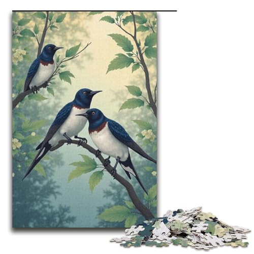 1000-teiliges Puzzle für Erwachsene ruhende Schwalbe Holzpuzzle Lernspiel für Erwachsene Herausforderungsspielzeug 1000 Teile (38 x 26 cm) von mowenbingpeng