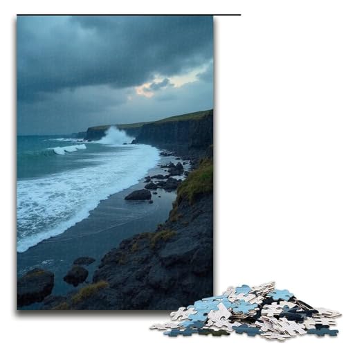 1000-teiliges Puzzle für Erwachsene starker Regen an der Küste Puzzle praktisches Spiel 1000 Teile (75 x 50 cm) von mowenbingpeng