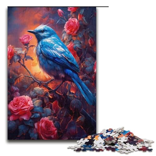 1000-teiliges Puzzle für Erwachsene süßer Kleiner Blauer Vogel Lernspiel Herausforderung Spielzeug Kunstwerk Geschenk 1000 Teile (38 x 26 cm) von mowenbingpeng