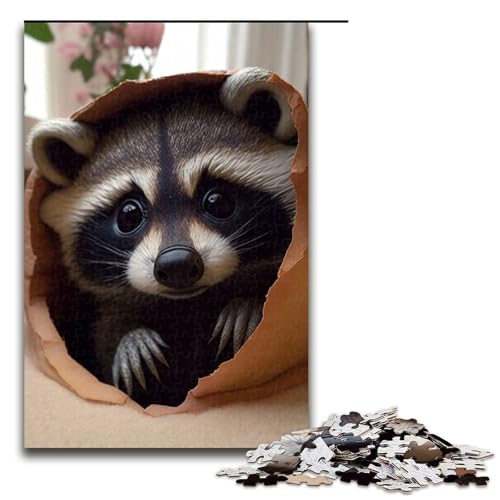 1000-teiliges Puzzle für Erwachsene süßer Waschbär Lernspiel Herausforderung Spielzeug Kunstwerk Geschenk 1000 Teile (75 x 50 cm) von mowenbingpeng