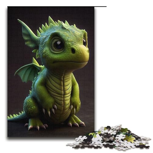 1000-teiliges Puzzle für Erwachsene süßer grüner Drache 14 Puzzle anspruchsvolles Spiel EIN Kunstwerk geeignet für Jugendliche ab 14 Jahren 1000 Teile (38 x 26 cm) von mowenbingpeng