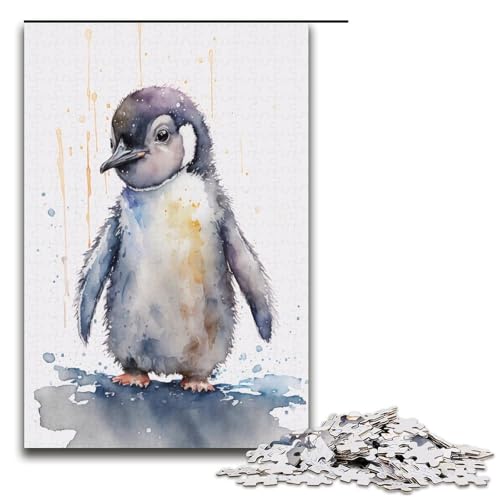 1000-teiliges Puzzle für Erwachsene süßes Pinguin-Baby Malpapier-Puzzle Lernspiel für Erwachsene Herausforderungsspielzeug 1000 Teile (38 x 26 cm) von mowenbingpeng