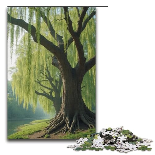 1000-teiliges Puzzle für Erwachsene weinende Zweige Puzzle für Erwachsene Holzpuzzle anspruchsvolles Spiel 1000 Teile (38 x 26 cm) von mowenbingpeng