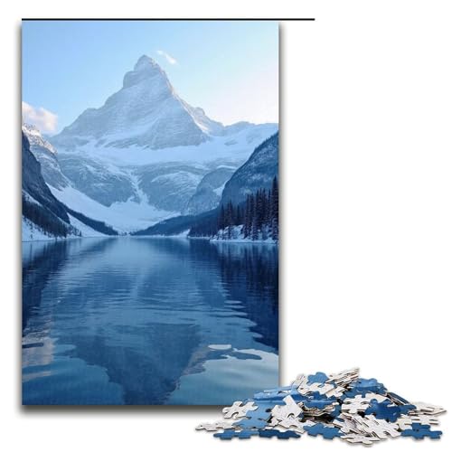 1000-teiliges Puzzle für Erwachsene. Der Blaue See spiegelt die schneebedeckten Berge wider. Puzzles für Erwachsene. Holzpuzzle. Anspruchsvolles Spiel. 1000 Teile (75 x 50 cm). von mowenbingpeng