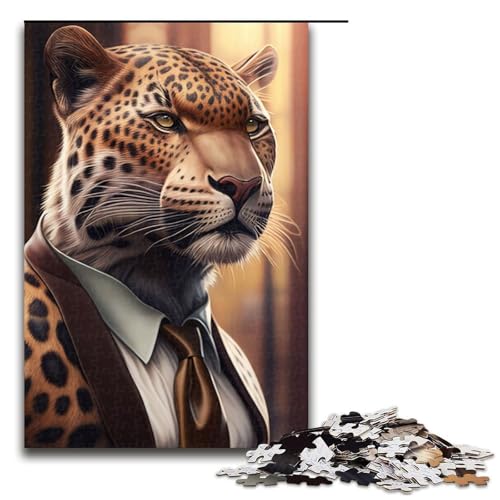 1000-teiliges Puzzle im Jaguar-Anzug Tier-Puzzle für Erwachsene Holzpuzzle anspruchsvolles Spiel 1000 Teile (75 x 50 cm) von mowenbingpeng