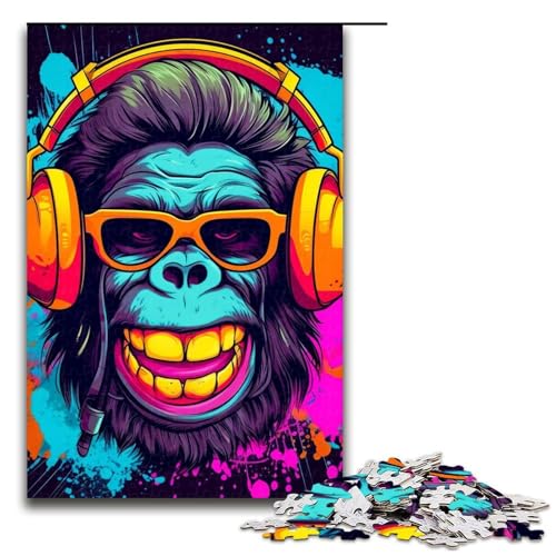 1000-teiliges Puzzle mit Affen-DJ-Musik für Kinder, Holzpuzzle, Heimkunst-Dekor, 1000 Teile 1000-teiliges Puzzle mit Affen-DJ-Musik für Kinder, Holzpuzzle, Heimkunst-Dekor, 1000 Teile von mowenbingpeng