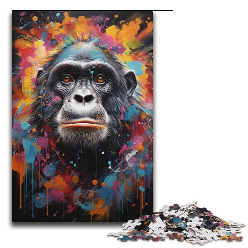 1000-teiliges Puzzle mit Affen-Zeichnung Holzpuzzle Lernspiele Heimdekoration 1000 Teile (38 x 26 cm) von mowenbingpeng