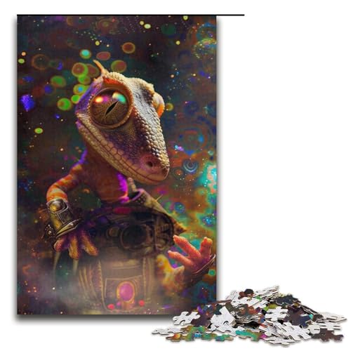 1000 teiliges Puzzle mit Eidechsenmotiv Holzpuzzle für Erwachsene und Kinder pädagogisches Spielzeug zum Stressabbau Puzzle 1000 Teile (38 x 26 cm) von mowenbingpeng