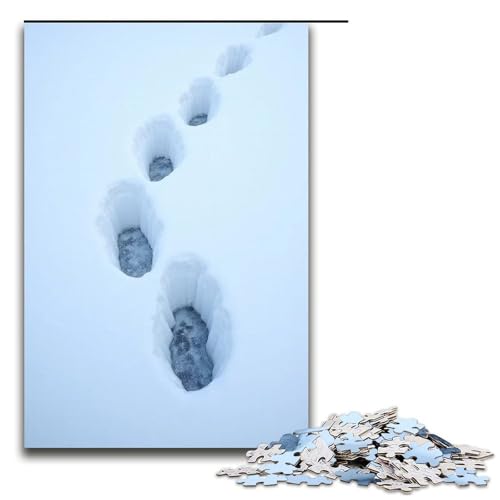 1000-teiliges Puzzle mit Schneefuchsspuren für Erwachsene unmögliches Puzzle zum Stressabbau für Teenager ab 14 Jahren 1000 Teile (75 x 50 cm) von mowenbingpeng