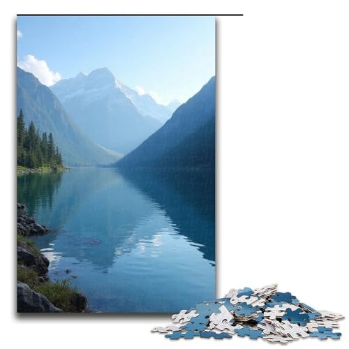 1000-teiliges Puzzle mit See- und Berglandschaft für Erwachsene Holzpuzzle anspruchsvolles Spiel 1000 Teile (75 x 50 cm) von mowenbingpeng