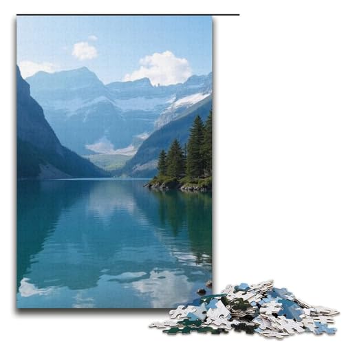 1000-teiliges Puzzle mit See- und Berglandschaft für Erwachsene und Kinder Holzpuzzle pädagogisches Spielzeug zum Stressabbau Puzzle 1000 Teile (38 x 26 cm) von mowenbingpeng