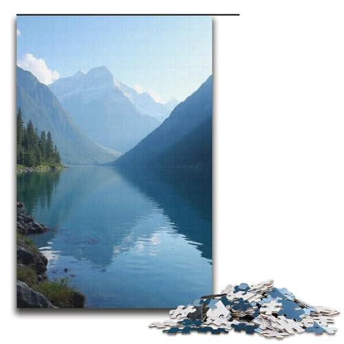 1000-teiliges Puzzle mit See- und Berglandschaft für Kinder Holzpuzzle Heimkunstdekor 1000 Teile (38 x 26 cm) von mowenbingpeng