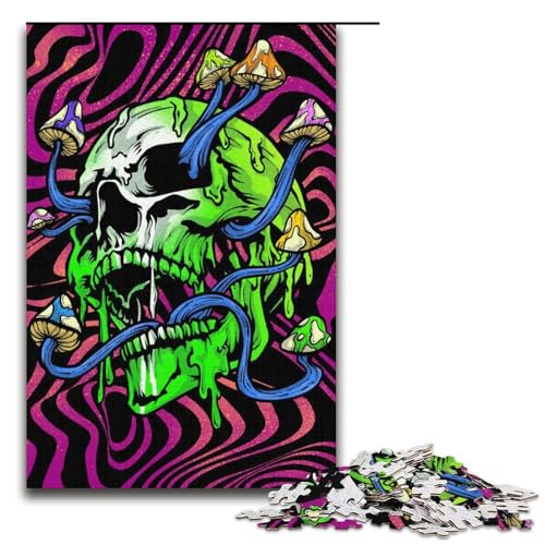 1000 teiliges Puzzle mit Totenkopf Motiv für Erwachsene Holzpuzzle anspruchsvolles Spiel 1000 Teile (38 x 26 cm) von mowenbingpeng