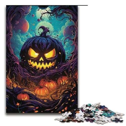 1000-teiliges Puzzle mit bösem Kürbis-Gemälde Holzpuzzle Lernspiele Heimdekoration 1000 Teile (38 x 26 cm) von mowenbingpeng