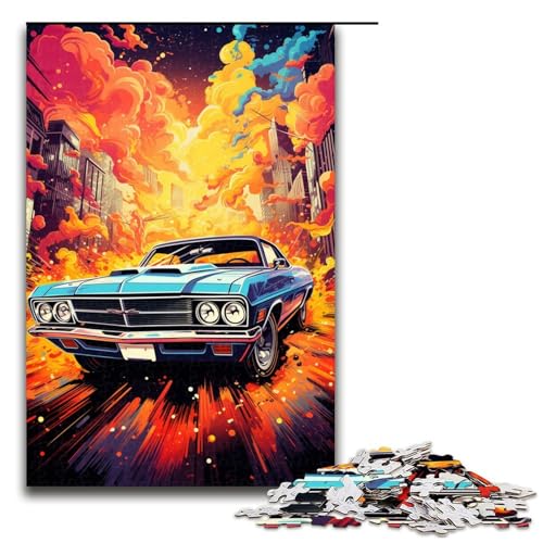1000-teiliges Puzzle mit bunten Autos für Erwachsene Holzpuzzle Familienspiele 1000 Teile (75 x 50 cm) von mowenbingpeng