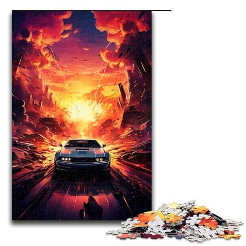 1000-teiliges Puzzle mit bunten Autos für Erwachsene Holzpuzzle Familienspiele 1000 Teile (75 x 50 cm) von mowenbingpeng