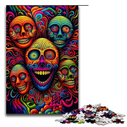 1000-teiliges Puzzle mit bunten Menschenköpfen für Erwachsene Holzpuzzle Familienspiele 1000 Teile (75 x 50 cm) von mowenbingpeng