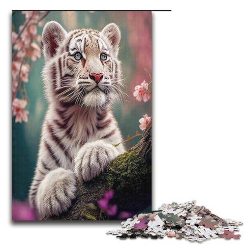 1000 teiliges Puzzle mit japanischen weißen Tigern Puzzle für Erwachsene Holzpuzzle Familienspiel 1000 Teile (38 x 26 cm) von mowenbingpeng