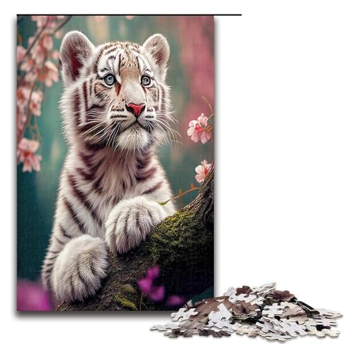 1000 teiliges Puzzle mit japanischen weißen Tigern für Erwachsene Holzpuzzle anspruchsvolles Spiel 1000 Teile (75 x 50 cm) von mowenbingpeng