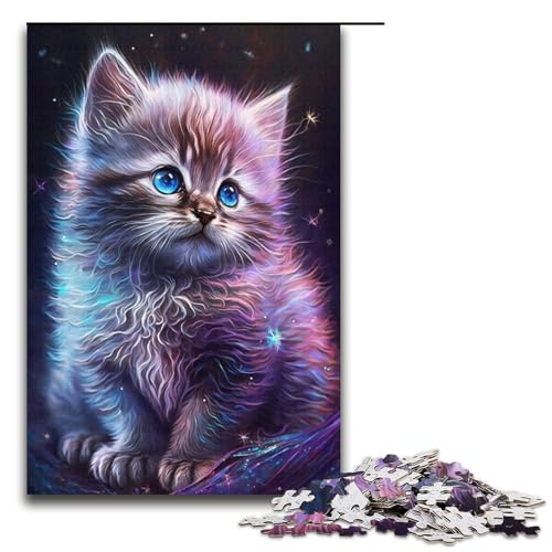 1000-teiliges Puzzle mit süßem Galaxie-Kätzchen Puzzle für Erwachsene Papierpuzzle anspruchsvolles Spiel 1000 Teile (38 x 26 cm) von mowenbingpeng