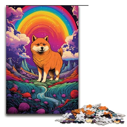1000-teiliges Puzzle niedliches Shiba Inu-Puzzle Holzpuzzle Lernspiele Heimdekoration 1000 Teile (75 x 50 cm) von mowenbingpeng