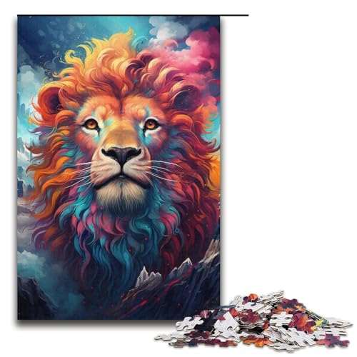 1000-teiliges Puzzle niedliches buntes Löwen-Puzzle für Erwachsene Holzpuzzle anspruchsvolles Spiel 1000 Teile (38 x 26 cm) von mowenbingpeng