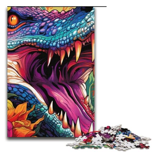 1000-teiliges Puzzle psychedelisches Nilkrokodil-Puzzle für Erwachsene Papierpuzzle anspruchsvolles Spiel 1000 Teile (38 x 26 cm) von mowenbingpeng