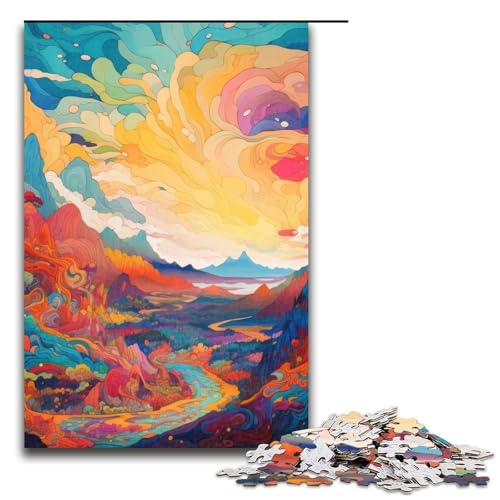1000-teiliges Puzzle psychedelisches Puzzle Holzpuzzle Lernspiele Heimdekoration 1000 Teile (75 x 50 cm) von mowenbingpeng